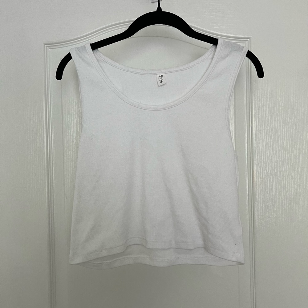 BP White Cropped Rib Tank Top SZ XL